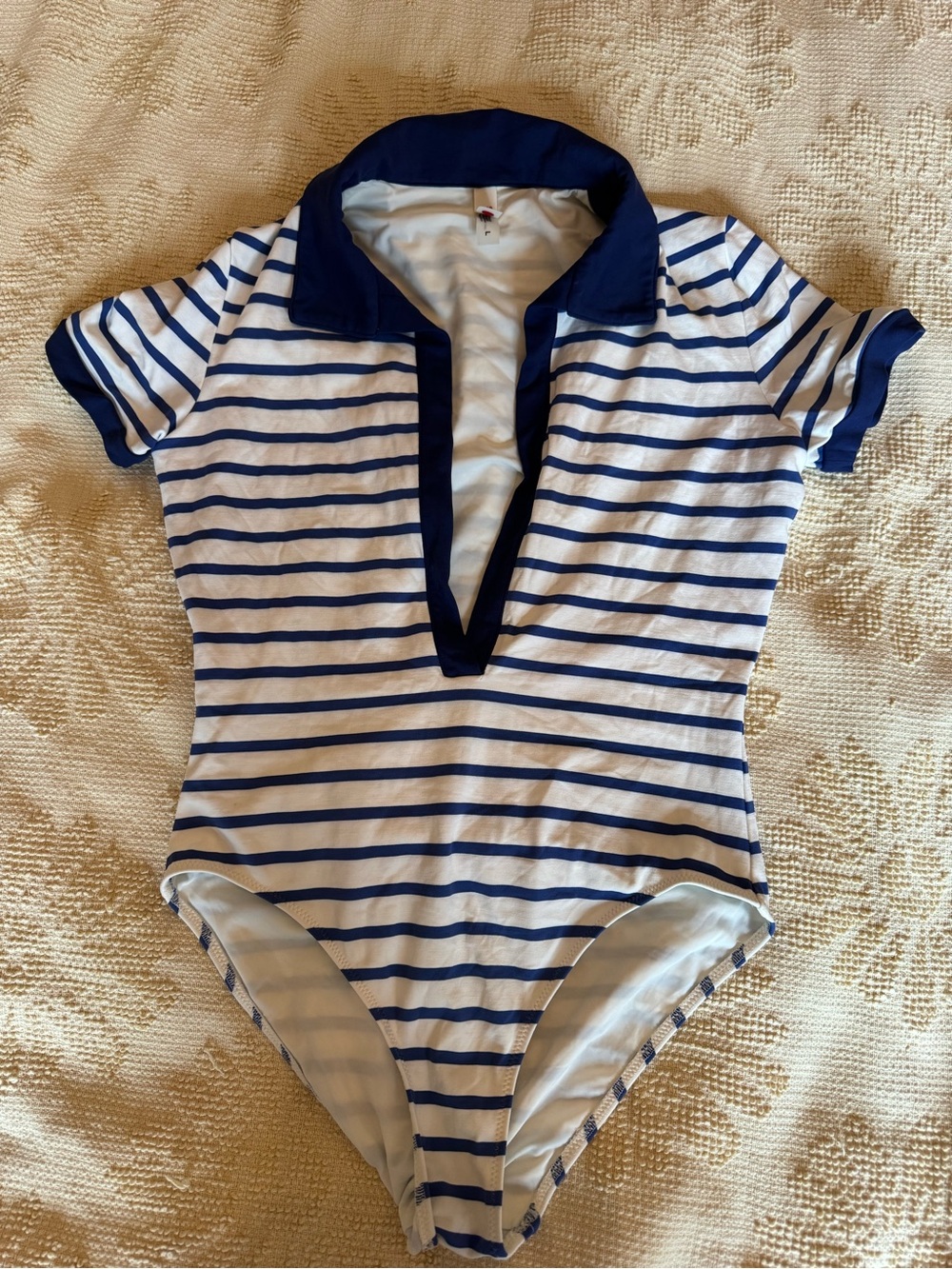 Solid and Striped Deep V One-Piece Swimsuit - Picture 2 of 5